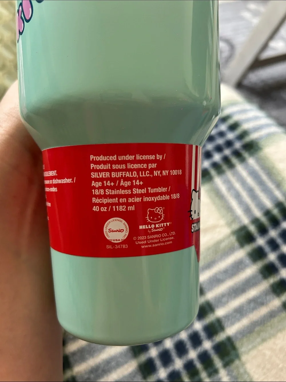 Hello Kitty Mint Green Tumbler with Pink Straw
